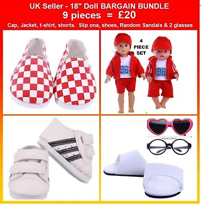 Bundle 18  Doll Clothes Shoes Track Suit Glasses Our Generation Baby Born Boy AG • £6