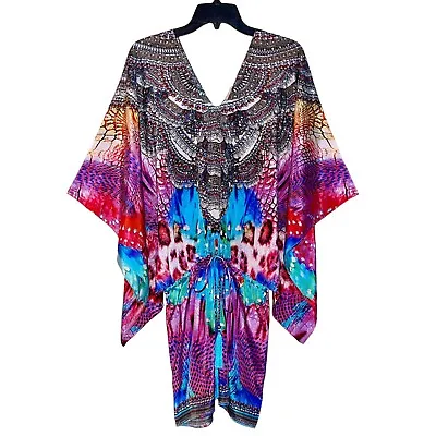 True Colours By La Moda Clothing Colorful Animal Print Rhinestone OS Top Cover • $28.99