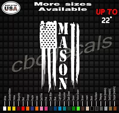 Mason American Flag Vinyl Decal Sticker | Mason Decals / Stickers  • $16.99