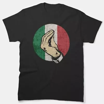 Geste Main Italien Chanter Langue Drapeau Italie Drôle Vintage T-shirt Classique • $20.99