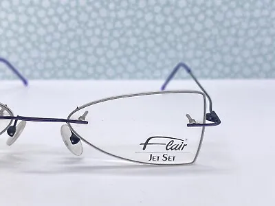 Flair Eyeglasses Frames Woman Purple Triangular Rimless Jet Set 664 • $104.80