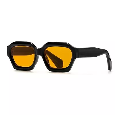 Orange Tint Lens Wrap Around Swift Sport Shades Square Black Frame Sunglasses • $15.99