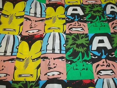 VTG Marvel Comics Twin Flat SHEET Avenger Super Hero Faces Hulk 65  X 90  • $17.99