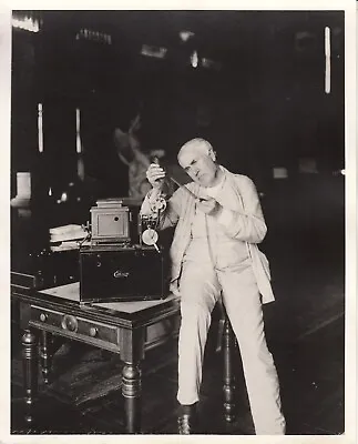Thomas Edison Examining Motion Picture Film From Home Kinetoscope 1912..8X10 • $7.49