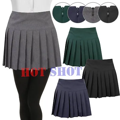 £11.89 • Buy Womens Ladies Young Adults Girls Pleated Back Zip School Uniform Britney Skirt 