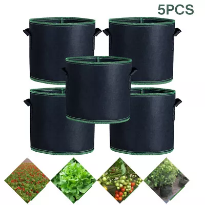 5x Black Grow Bags Aeration Fabric Pots W/Handles Root 1/2/3/5/7/10/15 Gallon • $11.36