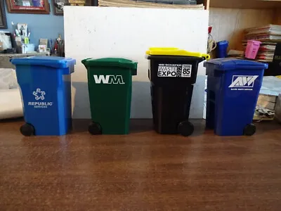 4 Garbage Truck Mini Trash Bins Waste Management-republic-allied Waste-schafer • $110