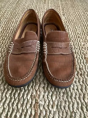 Martin Dingman Mens Loafer Croc Print Brown Shoes 9M • $75