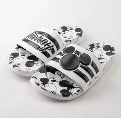 NWT Adidas Adilette Comfort Mickey Mouse Slides White Black GW1057 Disney Willie • $26.09