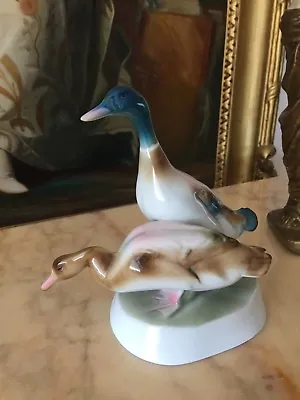 Zsolnay Ducks Porcelain Figurine Statue H17cm Hungary  • $95