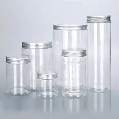 Empty Plastic Bottles Sealed Jars With Aluminum Screw Lids Wide Mouth Food Jars  • £4.07