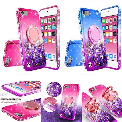For Apple New IPod Touch 5/6/7 Liquid Glitter Ring Case Kickstand Purple • $10.98