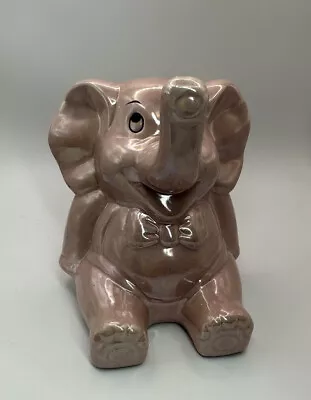 Vintage Pink Luster Ceramic Collectable Lucky Elephant Piggy Savings Bank • $14.40