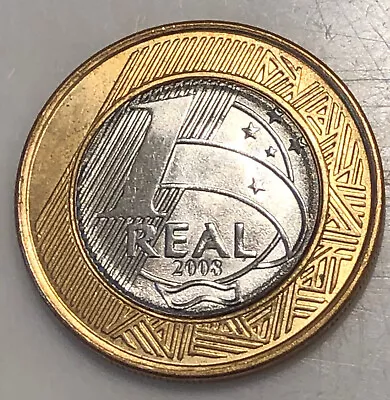 2008 1 Brazilian Real Coin - Circulated - BiMetallic - Brasil • $3.95