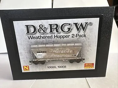 N Scale Micro-Trains MTL  Rio Grande/DRGW Weathered 2-Pack Covered Hoppers • $60
