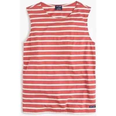 Saint James For J.Crew Size XS Sleeveless Striped Breton Top CORAL/WHITE $68 • $37.40