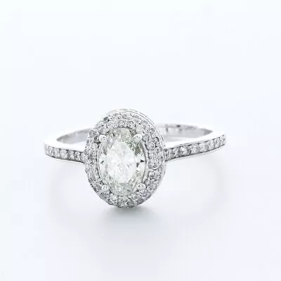 2.0CT Lab-Created Diamond D/VS2 Oval Cut 14K White Gold 4-Prong Halo Accent Ring • $2428.90