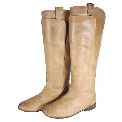 Frye Women's Paige US 7B Tan Distressed Leather Tall Equestrian Riding Boots  • $79.99