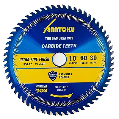 $31.99 • Buy Santoku 10  (254mm) X 60Teeth WOOD Cutting Circular Saw Blade Ultra Fine-Finish