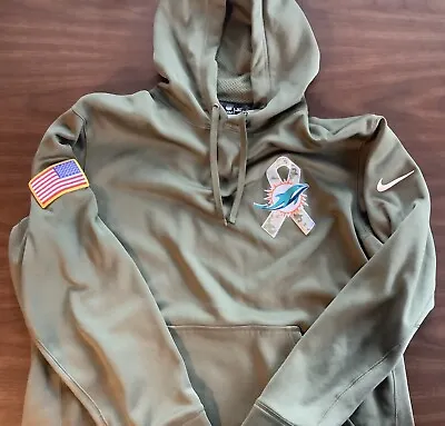 RARE MIAMI DOLHINS NFL 1st EVER SALUTE TO SERVICE TEAM ISSUED HOODIE ADULT LARGE • $190