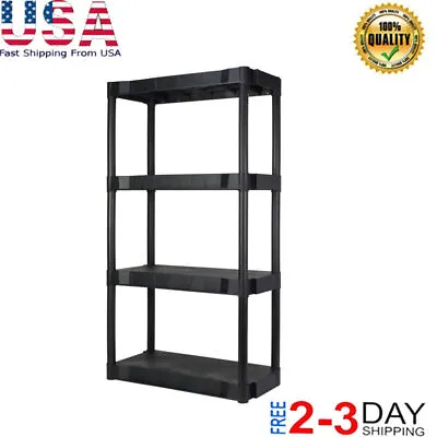 4-Tier Shelf Plastic Shelves Rack Storage Organizer Heavy Duty Garage • $29.98