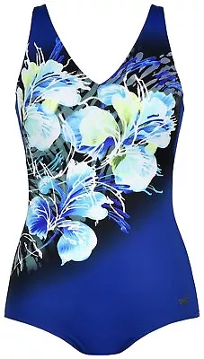 Naturana Swimsuit Blue Aqua Padded Ladies Swimwear All In One Swimming Costume • £32.99