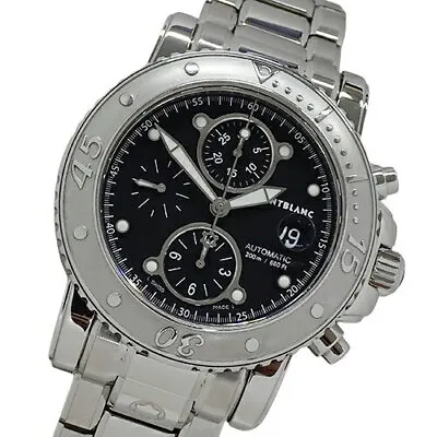 MONTBLANC Men's Brand Sports Chronograph SS 7179 Silver Black Watch Used • $1690.38
