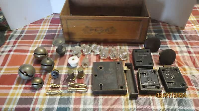 Mixed Vintage/Antique Lot-Hardware- Corbin Door Locks Glass KnobsSleigh Bells • $39