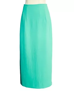 Kookai Skirt Green Midi Pencil High Waist Lined Back Hemline Slit Size 36 • $22.95