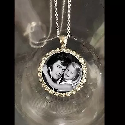 Lisa Marie Presley And Elvis Presley Memorial Bling Necklace Gift Boxed • $17