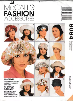 McCall's Pattern 8084 Misses Fashion Hats Size 21-23 FF • $8.88