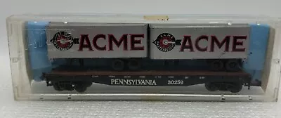 N Scale Atlas #2351 Pennsylvania Piggyback Flat Car & ACME Trailers PRR #30259 • $12