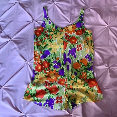 Vintage WARNER’s Shiny Bright Nylon Romper Playsuit Jumpsuit Bodysuit ~ Size 34 • $35