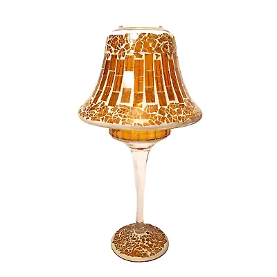 12 In Glass Amber Mosaic Tile Tea Light Candle Holder Lamp Base And Shade • $48.90