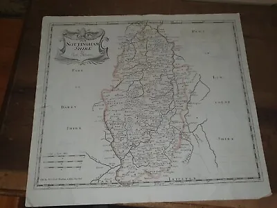 1722 Map Of Nottinghamshire By Robert Morden Nottingham Sherwood Forest Newark * • £79.99