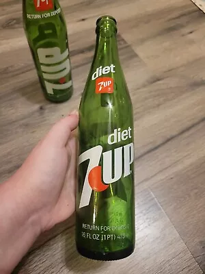 Full 16 Oz. Diet 7 Up Soda Bottle Return Bottle From 1982 • $9