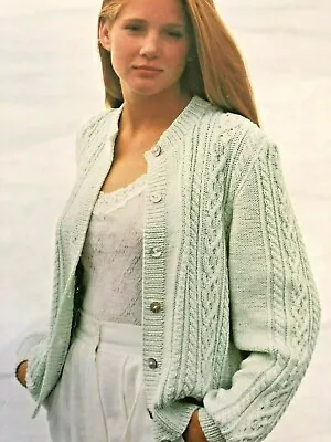 KNITTING PATTERN WOMENS LADIES CABLE KNIT CARDIGAN DK Pattern 30 - 44   - 148A • £2.15