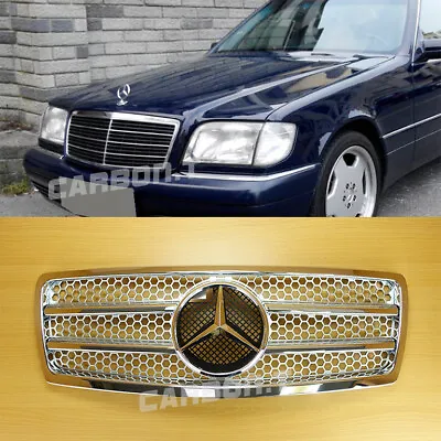 Chrome + Silver Front Grille ABS Fit Mercedes Benz W140 S-Class S320 S420 92-99 • $189.86