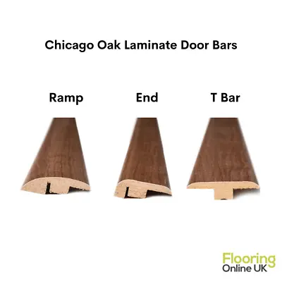 Brown Chicago Oak MDF Laminate Door Bar Trims Ramp End Edge T Bar Strips • £9.99