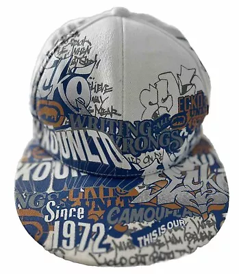 Y2K Ecko Unltd Mens S/M Fitted Hat Gray/Blue /White Streetwear Graffiti AOP • $26.99