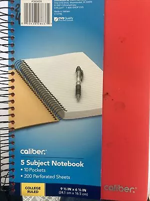 Caliber 5 Subject Notebook 10 Pockets 200 Perforated Pages • $4.45