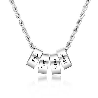 Personalized Men Women Necklace Beads Ring 2-9 Kid Name Pendant Christmas Gift • £14.39