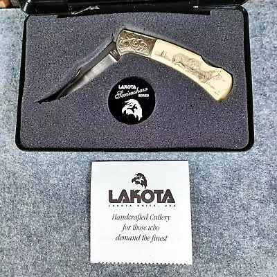 Lakota Scrimshaw Series Folding Knife Howling Wolf Stainless Steel Japan IOB • $120