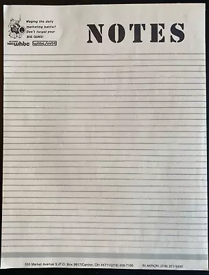 Vtg Notepad WHBC AM1480 Canton OH Blank Paper 8.5  X 11   18 Sheets On Backer • $10.99