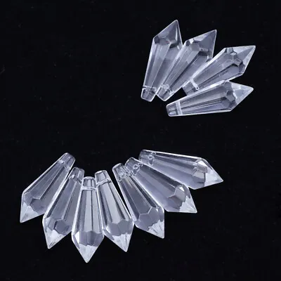 Pack Of 12 Chandelier Parts Beads Clear Chandelier Icicle Prisms • £6.10
