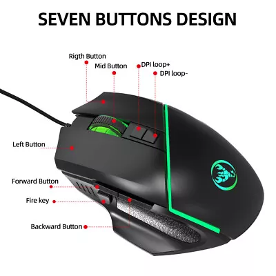 New Wired 6400dpi Adjustable Lighting Gaming Mouse • $27.50