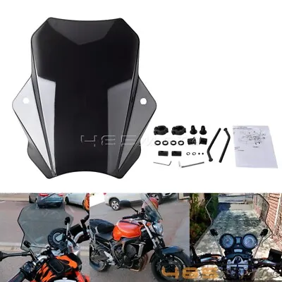 Universal 7/8'' 22MM Handlebar Motorcycle Windshield Windscreen For Harley Honda • $77.05