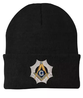 MASON MASONIC FREEMASON Cuffed BEANIE CAP HAT Embroidered • $16.99