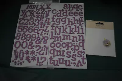 Glitter Letter Stickers - Pink - Plus Pink/gold Cup Cake Sticker • $5