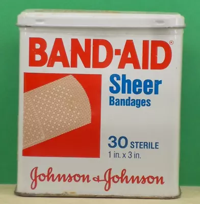 Johnson & Johnson BAND-AID *** Sheer Bandages *** 30 Count Metal Box *** EMPTY • $9.99